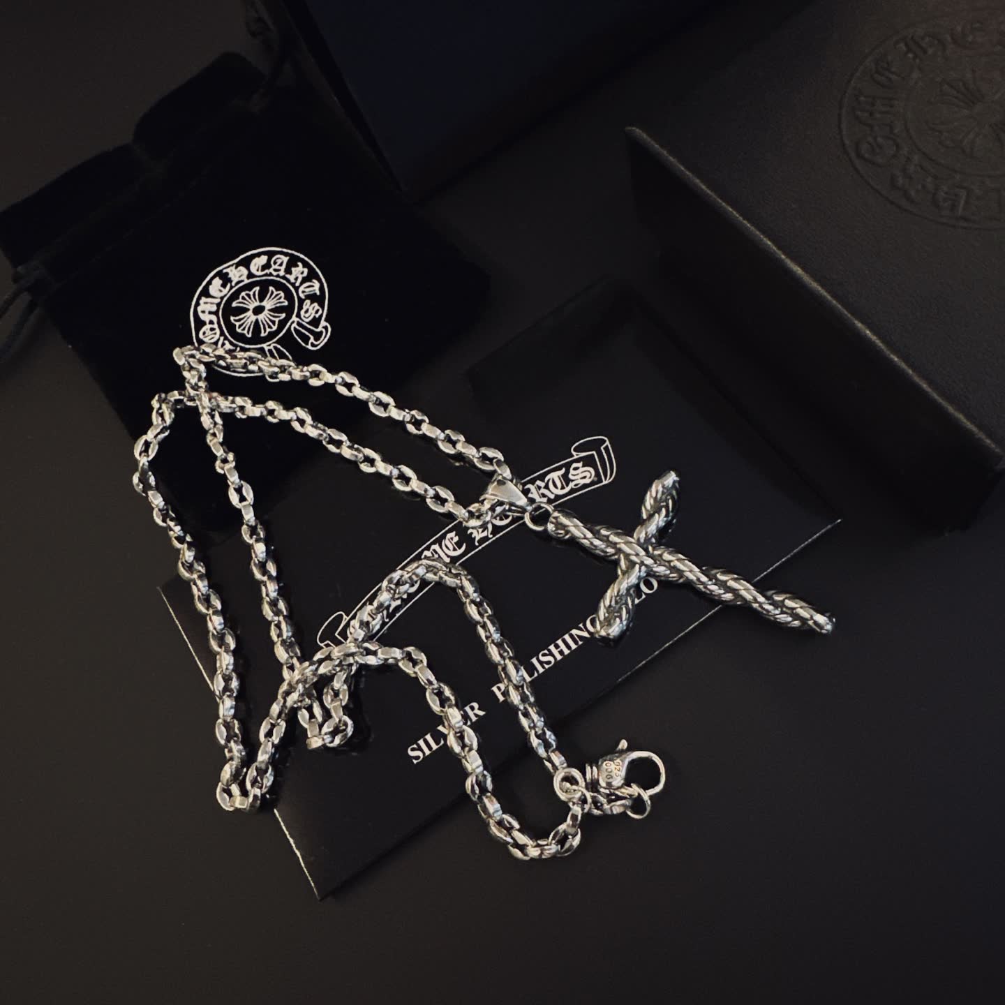Chrome Hearts Silver Cross Pendant Necklace